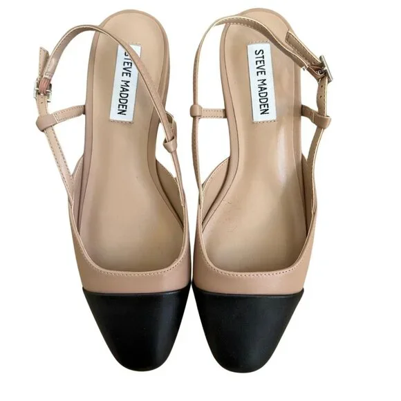 Steve Madden Slingback Mules Taupe, Black 6.5 - Picture 3 of 6